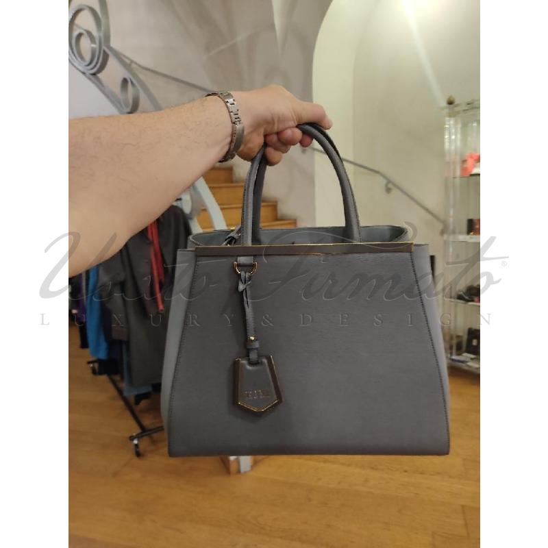 BORSA DONNA FENDI 2JOURS GRIGIA PELLE 8BH250 | Mercatino dell'Usato Roma parioli 5