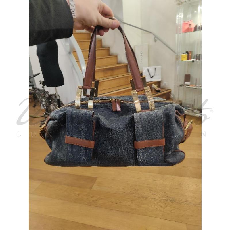 BORSA DONNA GIANNI VERSACE PELLE BLU | Mercatino dell'Usato Roma parioli 4