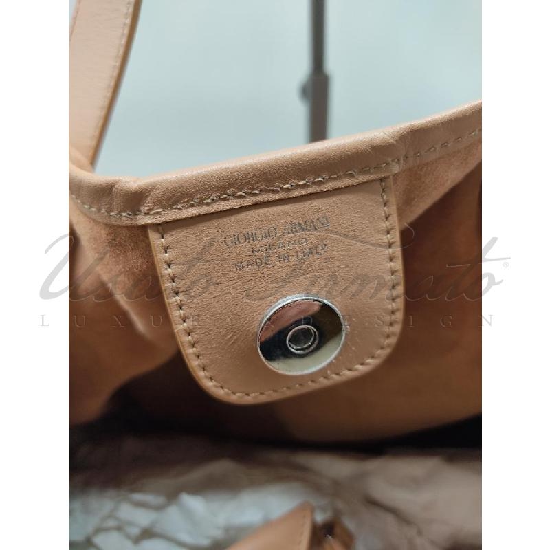 BORSA DONNA GIORGIO ARMANI SUEDE BEIGE  | Mercatino dell'Usato Roma parioli 4
