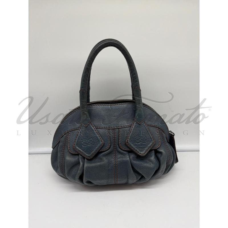 BORSA DONNA LANCEL GOUSSET VERDE PETROLIO PELLE | Mercatino dell'Usato Roma parioli 3