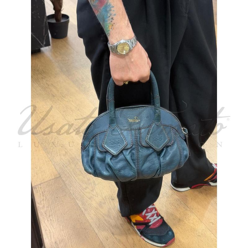 BORSA DONNA LANCEL GOUSSET VERDE PETROLIO PELLE | Mercatino dell'Usato Roma parioli 5