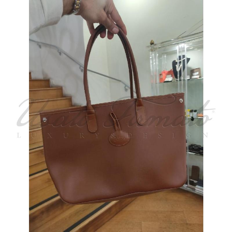 BORSA DONNA LONGCHAMP PELLE MARRONE  | Mercatino dell'Usato Roma parioli 5