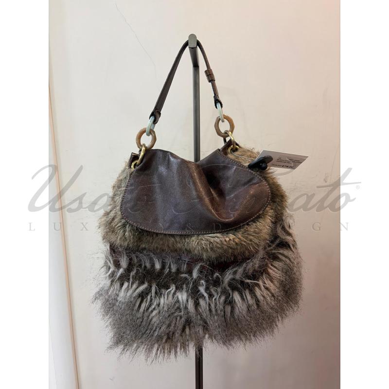 BORSA DONNA MALIPARMI MARRONE PELO  | Mercatino dell'Usato Roma parioli 1