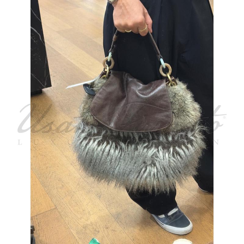 BORSA DONNA MALIPARMI MARRONE PELO  | Mercatino dell'Usato Roma parioli 4
