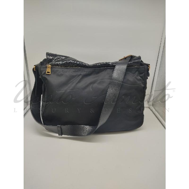 BORSA DONNA PRADA PELLE NERA  STRASS COD 7 | Mercatino dell'Usato Roma parioli 3