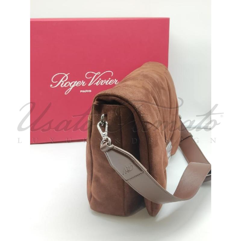 BORSA DONNA ROGER VIVIER PILGRIM MARRONE  | Mercatino dell'Usato Roma parioli 2