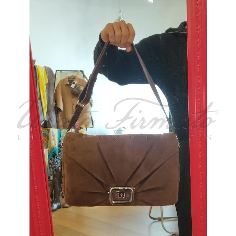 BORSA DONNA ROGER VIVIER PILGRIM MARRONE  | Mercatino dell'Usato Roma parioli 4