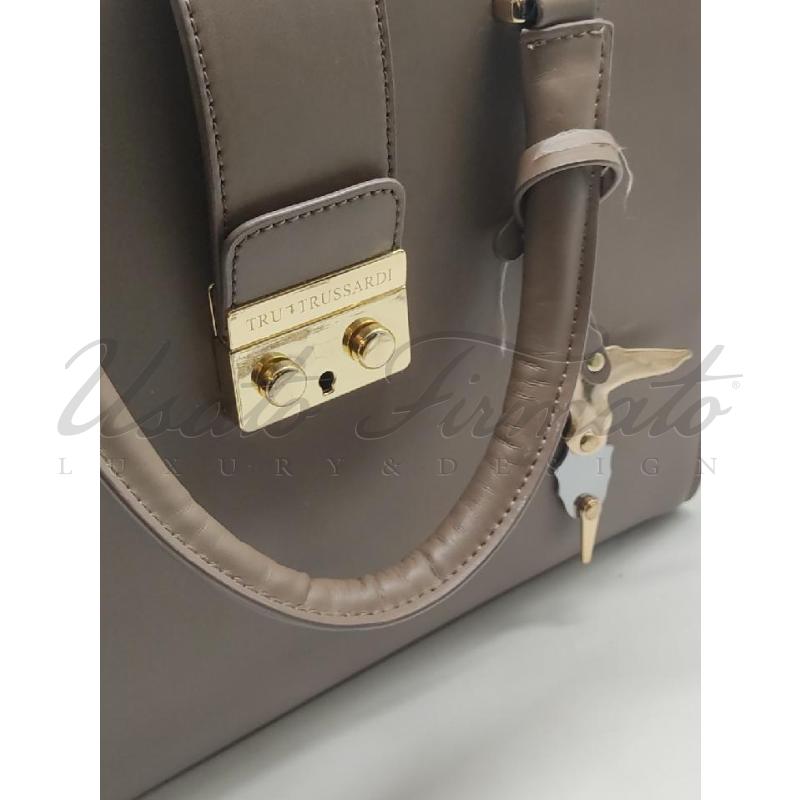 BORSA DONNA TRUSSARDI BEIGE LOGO | Mercatino dell'Usato Roma parioli 4