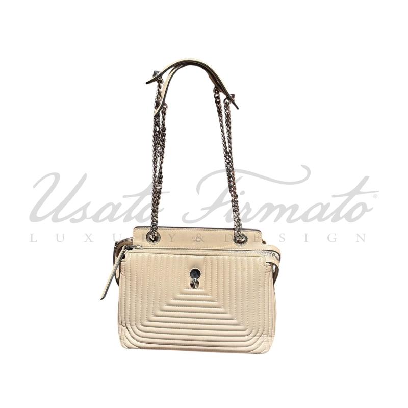 BORSA FENDI DOTCOM BEIGE SILVER TRACOLLA SPALLA   | Mercatino dell'Usato Roma parioli 1