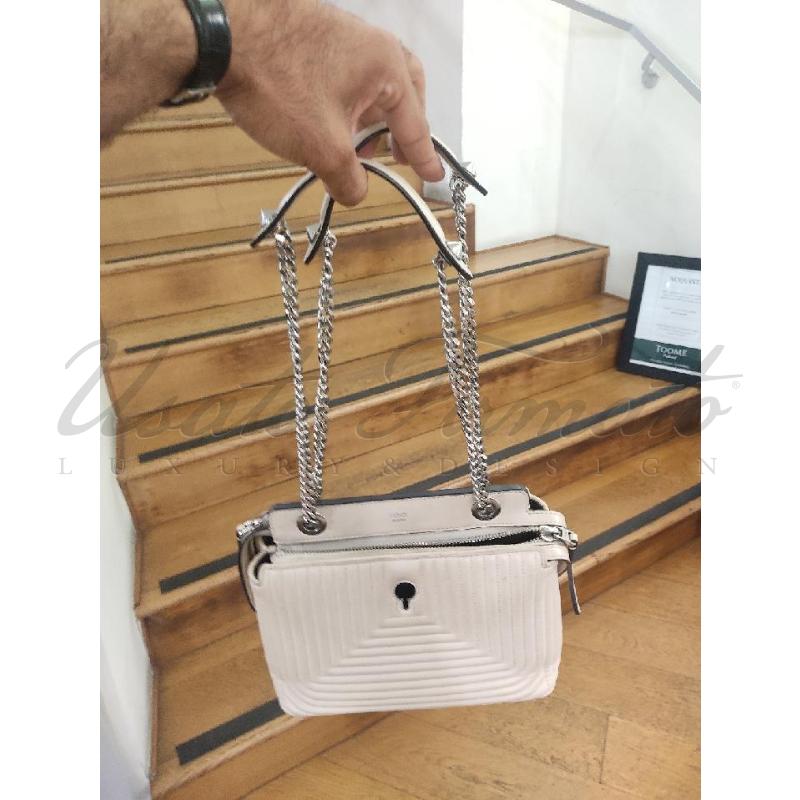 BORSA FENDI DOTCOM BEIGE SILVER TRACOLLA SPALLA   | Mercatino dell'Usato Roma parioli 5