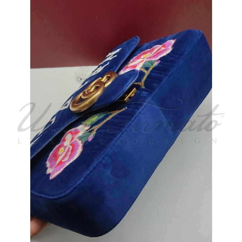 BORSA GUCCI MARMONT GG GRANDE IN VELLUTO BLU MODERN COD 443496 | Mercatino dell'Usato Roma parioli 4