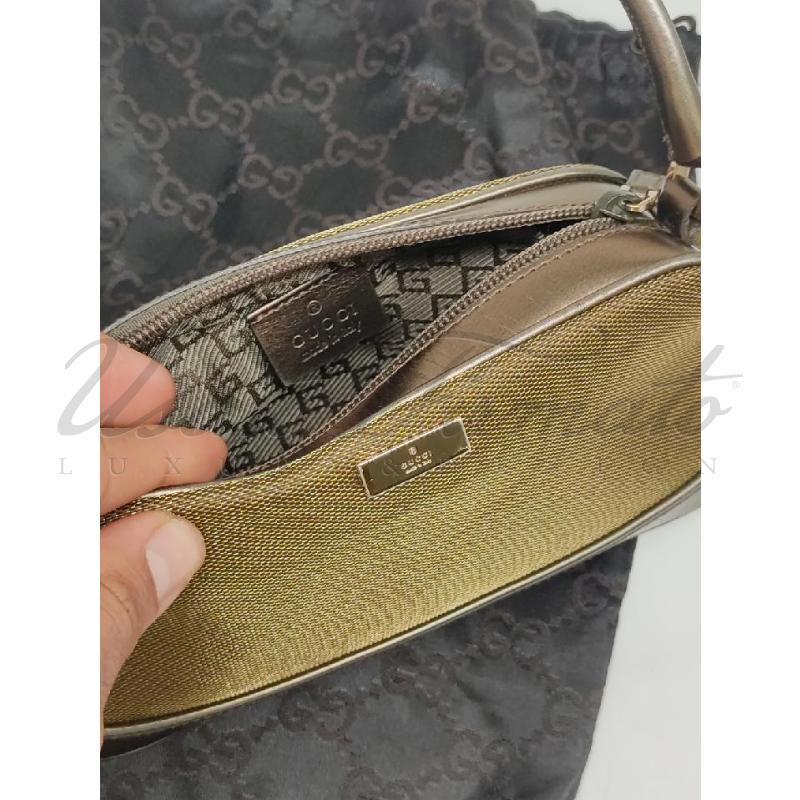 BORSA GUCCI ORO TELA PROFILO PELLE 03911330203569 | Mercatino dell'Usato Roma parioli 3