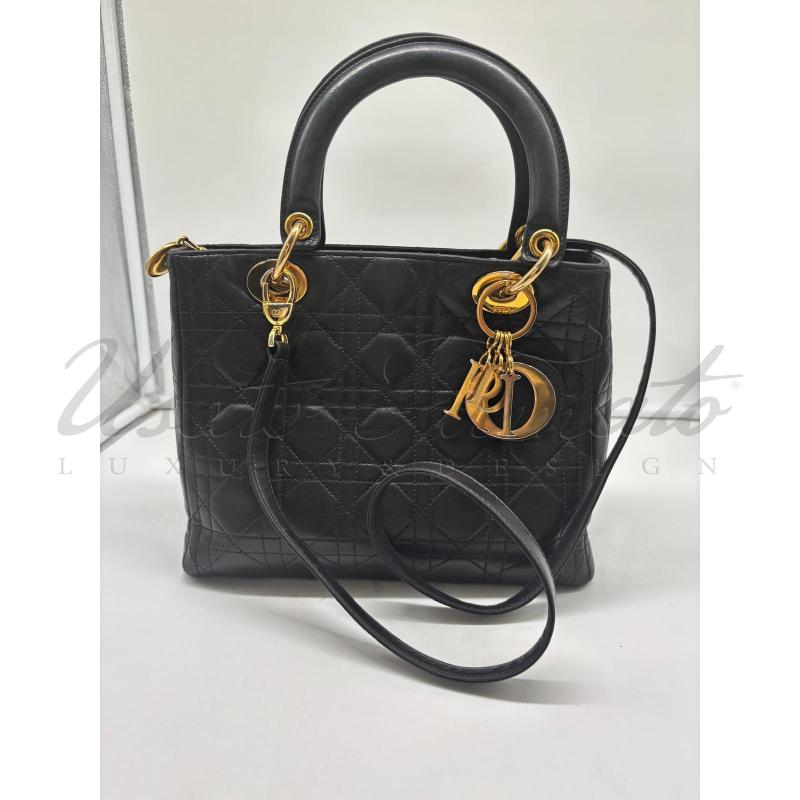 BORSA LADY DIOR PELLE NERA CANNAGE COD MA 0927 | Mercatino dell'Usato Roma parioli 1