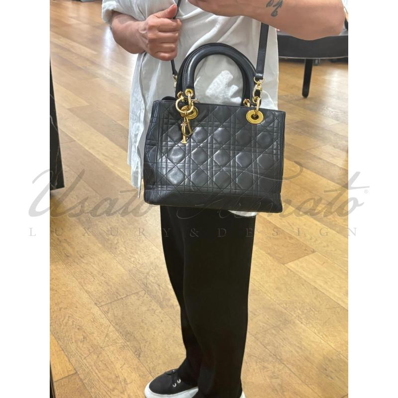 BORSA LADY DIOR PELLE NERA CANNAGE COD MA 0927 | Mercatino dell'Usato Roma parioli 5