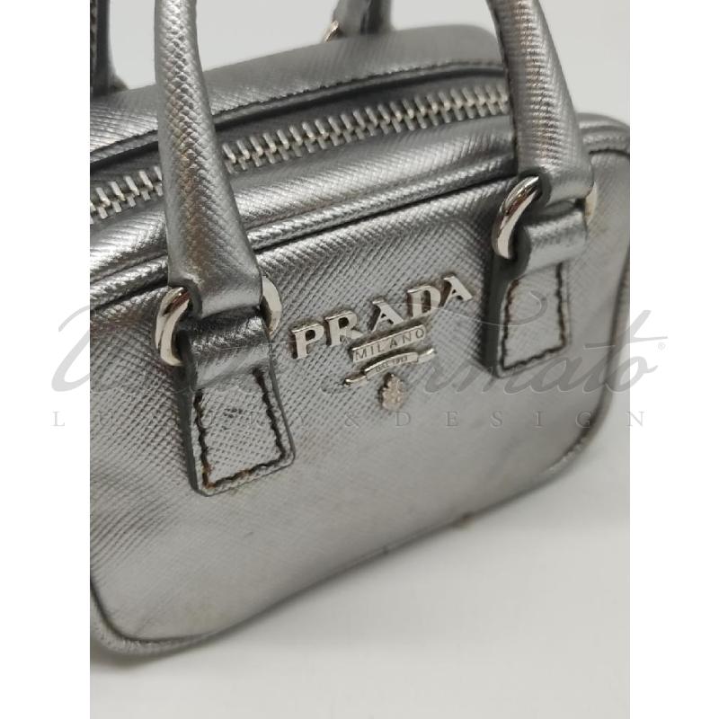 BORSA MICRO BAG PRADA GALLERIA GRIGIO SILVER  | Mercatino dell'Usato Roma parioli 4