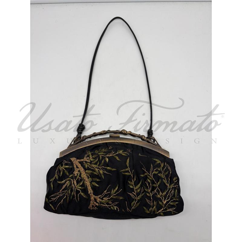 BORSA VALENTINO GARAVANI NERA SETA RICAMATA SCARABEO  | Mercatino dell'Usato Roma parioli 2