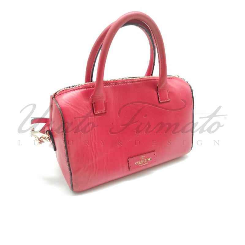 BORSA VALENTINO GARAVANI V LOGO BOSTON ROSSA PELLE  | Mercatino dell'Usato Roma parioli 3