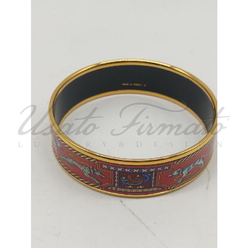 BRACCIALE HERMES RIGIDO SMALTATO ROSSO ORO  | Mercatino dell'Usato Roma parioli 2