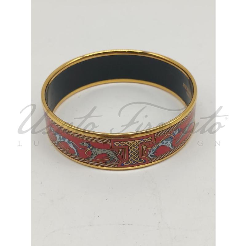 BRACCIALE HERMES RIGIDO SMALTATO ROSSO ORO  | Mercatino dell'Usato Roma parioli 3