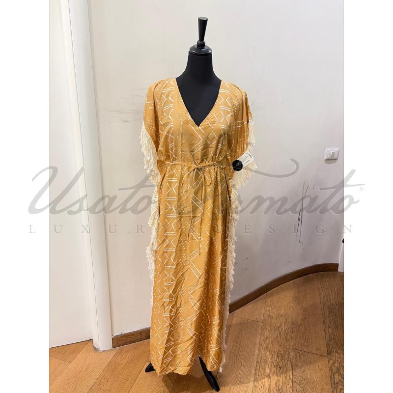 CAFTANO DONNA DELFINA SETA BEIGE TG U | Mercatino dell'Usato Roma parioli 1