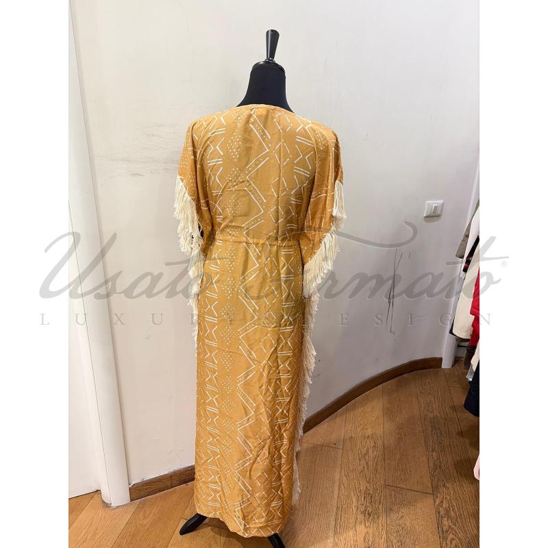 CAFTANO DONNA DELFINA SETA BEIGE TG U | Mercatino dell'Usato Roma parioli 3