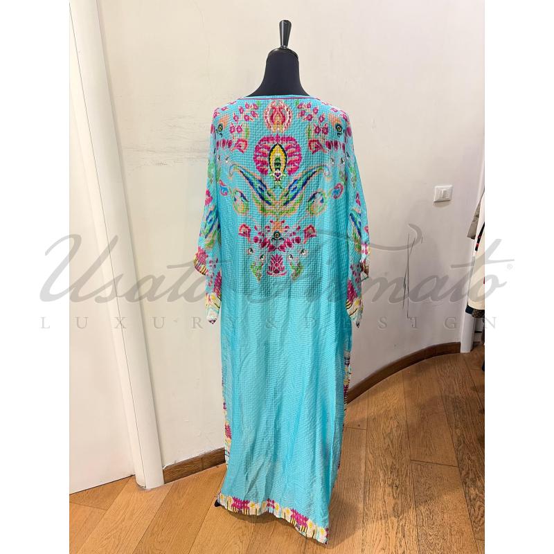 CAFTANO DONNA ETRO SETA CELESTE TG U | Mercatino dell'Usato Roma parioli 3
