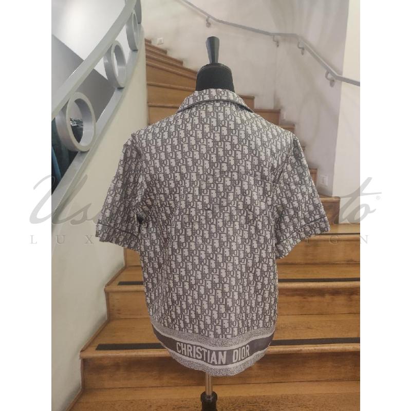 CAMICIA CHRISTIAN DIOR GRIGIO OBLIQUE SETA TG. 46 | Mercatino dell'Usato Roma parioli 3