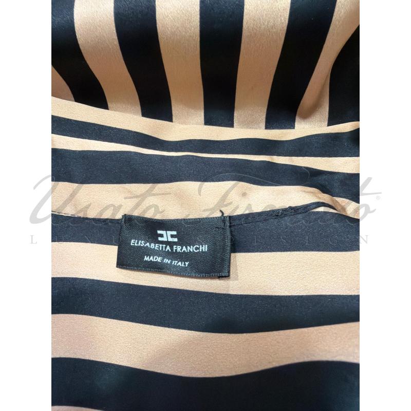 CAMICIA DONNA ELISABETTA FRANCHI RIGHE SETA BEIGE NERO TG S  | Mercatino dell'Usato Roma parioli 4