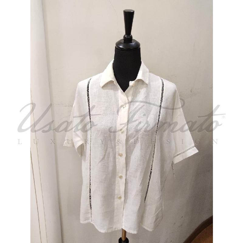 CAMICIA DONNA GENNY BIANCA LINO TG. 40 | Mercatino dell'Usato Roma parioli 1