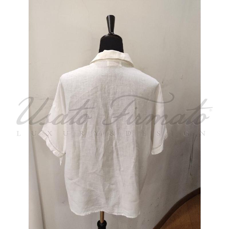 CAMICIA DONNA GENNY BIANCA LINO TG. 40 | Mercatino dell'Usato Roma parioli 3