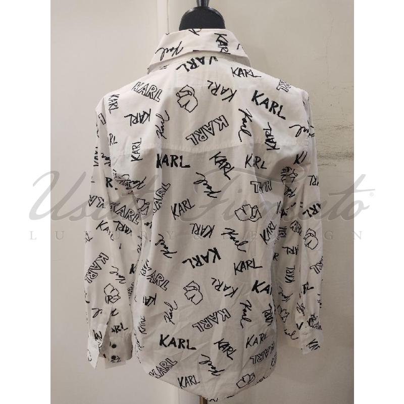 CAMICIA DONNA KARL LAGERFED BIANCA SCRITTE  | Mercatino dell'Usato Roma parioli 2