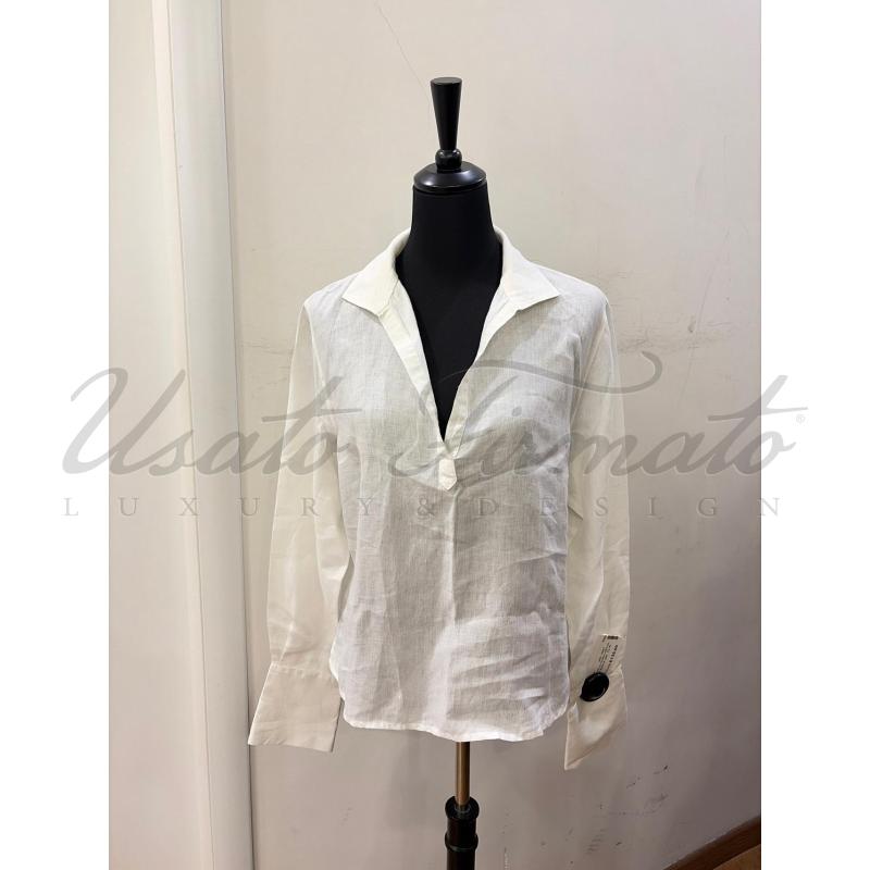 CAMICIA DONNA LORO PAINA BIANCA LINO TG. 48 | Mercatino dell'Usato Roma parioli 1