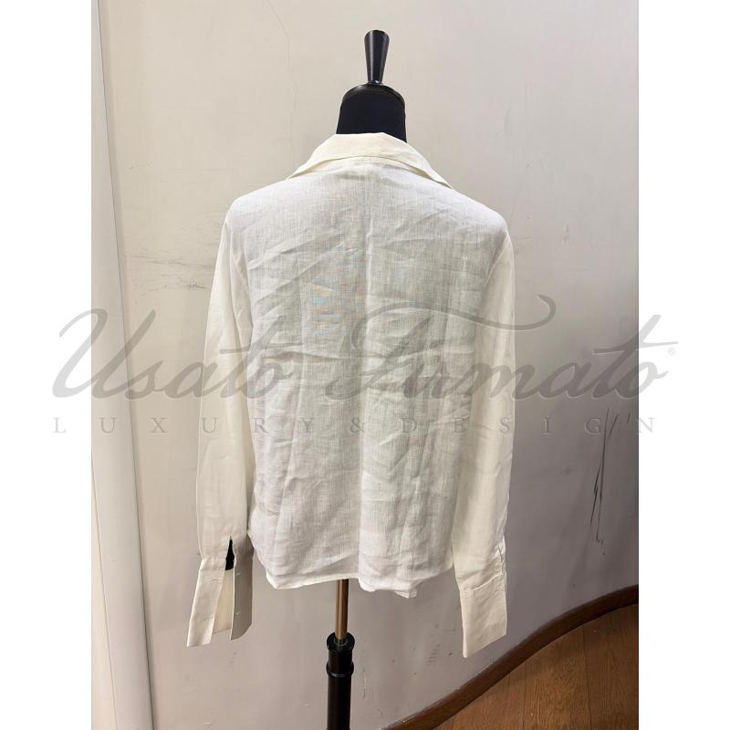 CAMICIA DONNA LORO PAINA BIANCA LINO TG. 48 | Mercatino dell'Usato Roma parioli 3