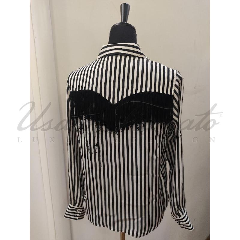 CAMICIA DONNA MARC JACOBS NERA BIANCA RIGHE TG. 6  | Mercatino dell'Usato Roma parioli 3