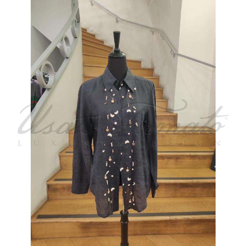 CAMICIA DONNA MILA SCHON NERA LINO LUNE TG. 48 | Mercatino dell'Usato Roma parioli 1