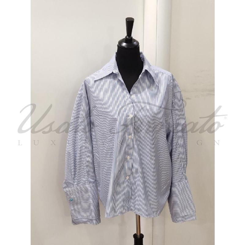 CAMICIA DONNA ROHE BLU BIANCA TG M | Mercatino dell'Usato Roma parioli 1