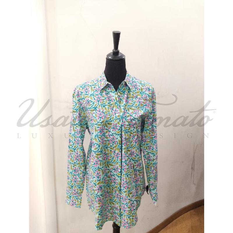 CAMICIA DONNA SAINT BARTH VERDE FIORI TG. L | Mercatino dell'Usato Roma parioli 1