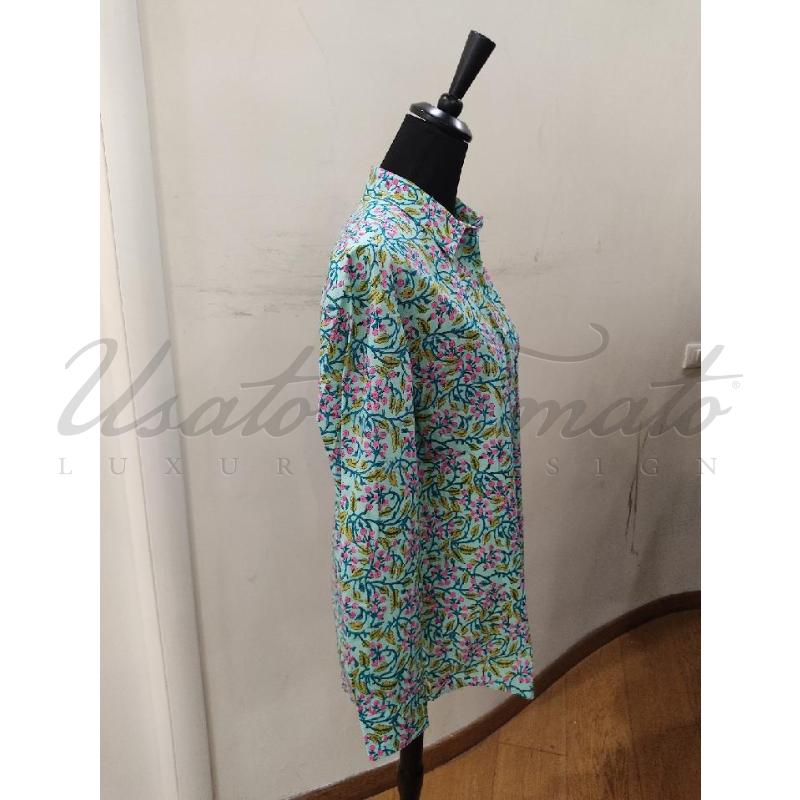 CAMICIA DONNA SAINT BARTH VERDE FIORI TG. L | Mercatino dell'Usato Roma parioli 2