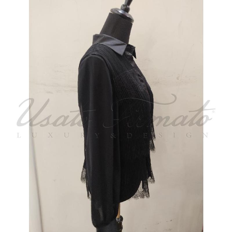CAMICIA DONNA TWINSET NERA PIZZO PLISSE TG 40 | Mercatino dell'Usato Roma parioli 2