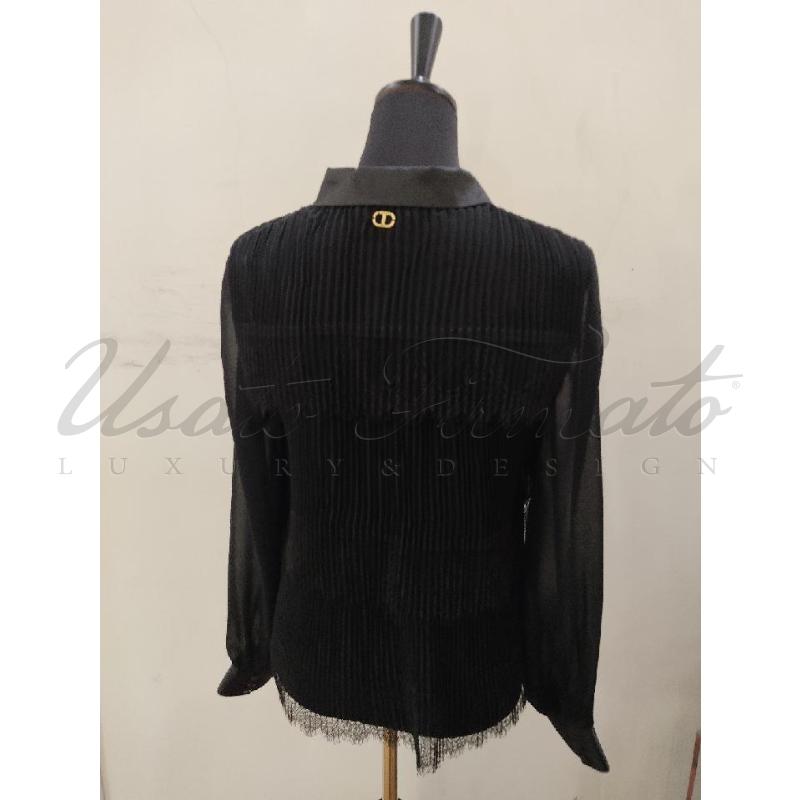 CAMICIA DONNA TWINSET NERA PIZZO PLISSE TG 40 | Mercatino dell'Usato Roma parioli 3