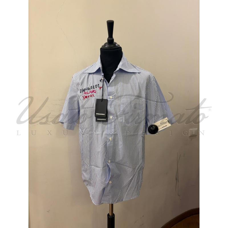 CAMICIA UOMO DSQUARED S RIGHE BLU TG 46 | Mercatino dell'Usato Roma parioli 1