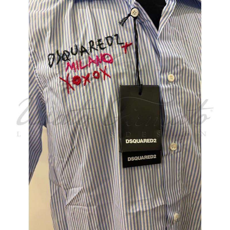CAMICIA UOMO DSQUARED S RIGHE BLU TG 46 | Mercatino dell'Usato Roma parioli 4