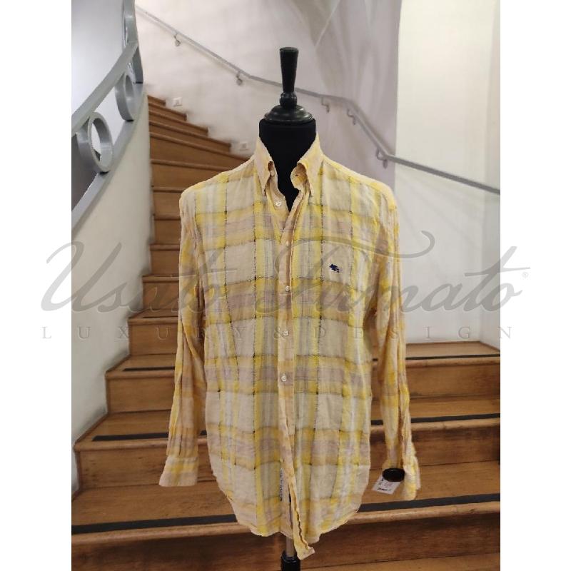CAMICIA UOMO ETRO GIALLA LINO TG. 41 | Mercatino dell'Usato Roma parioli 1