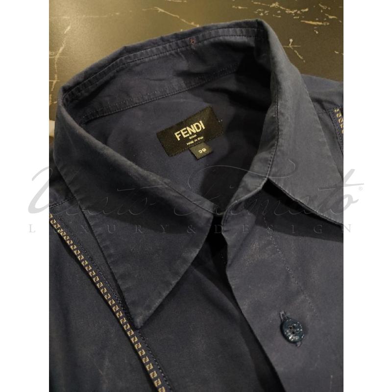 CAMICIA UOMO FENDI BLU TG 39 | Mercatino dell'Usato Roma parioli 5