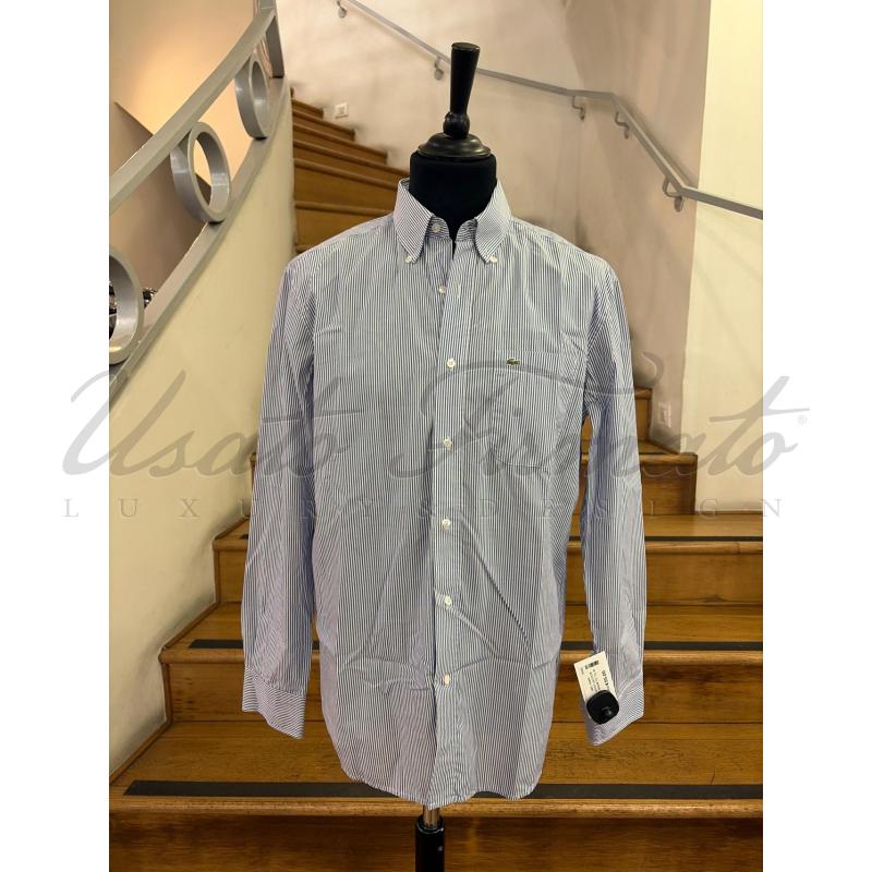 CAMICIA UOMO LACOSTE CELESTE RIGHE TG. 40 | Mercatino dell'Usato Roma parioli 1