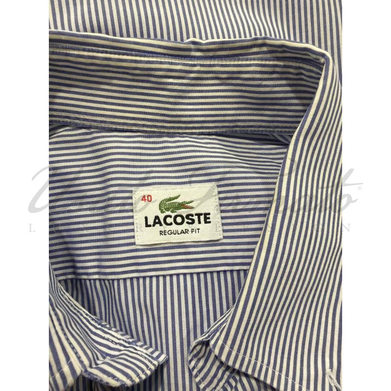 CAMICIA UOMO LACOSTE CELESTE RIGHE TG. 40 | Mercatino dell'Usato Roma parioli 4