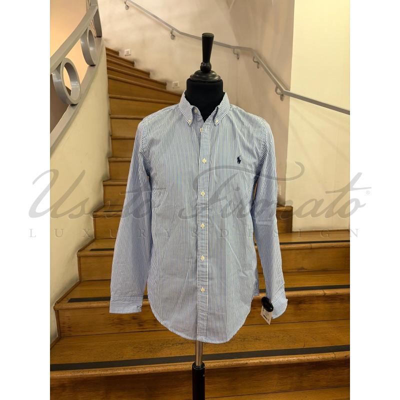 CAMICIA UOMO RALPH LAUREN BIANCA RIGHE CELESTI TG. 20 | Mercatino dell'Usato Roma parioli 1