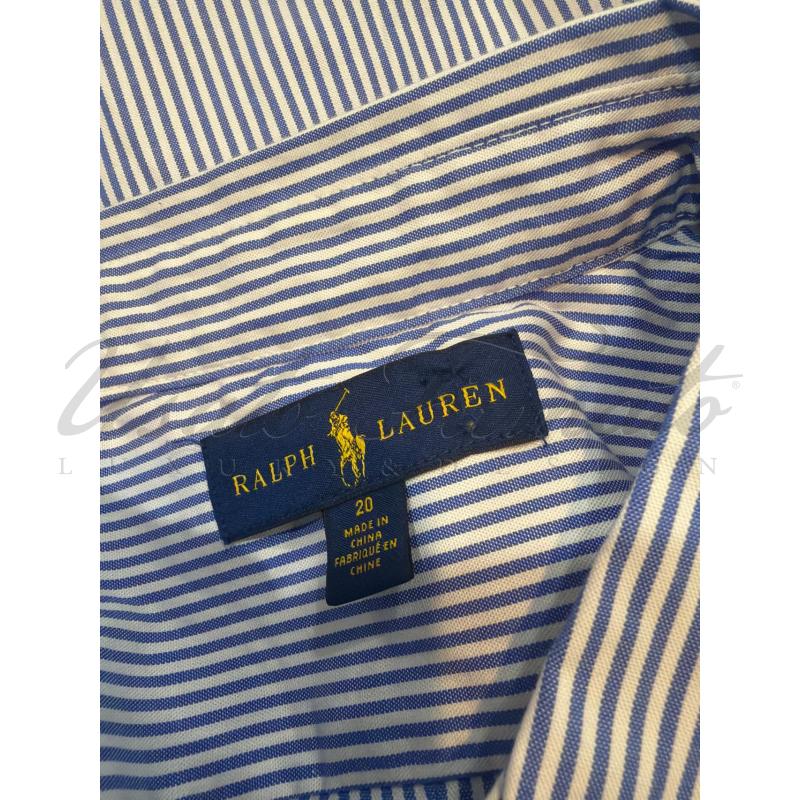 CAMICIA UOMO RALPH LAUREN BIANCA RIGHE CELESTI TG. 20 | Mercatino dell'Usato Roma parioli 4