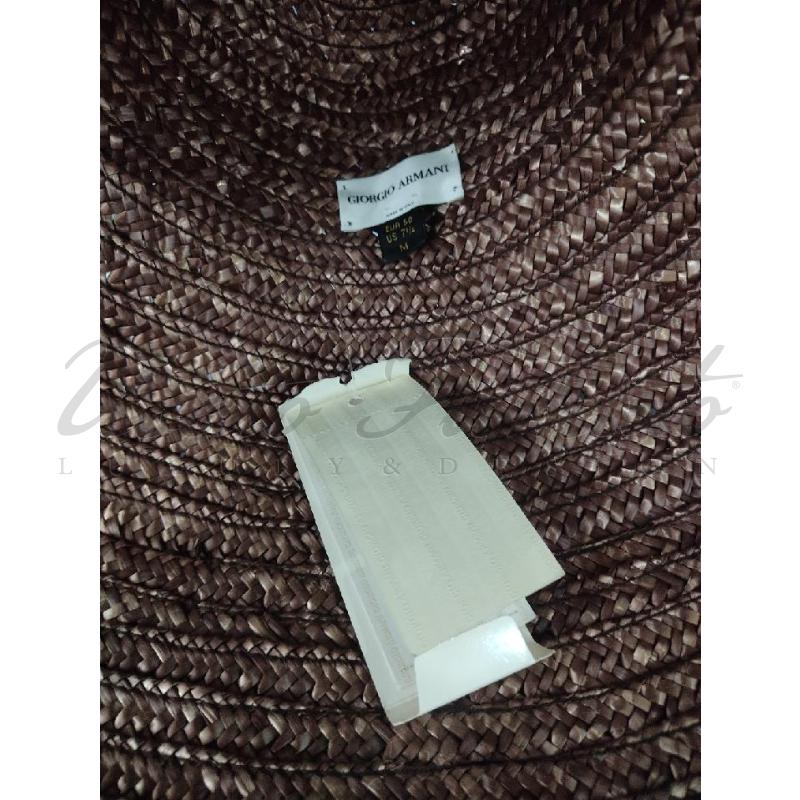 CAPPELLO DONNA GIORGIO ARMANI PAGLIA FALDA LARGA MARRONE | Mercatino dell'Usato Roma parioli 3