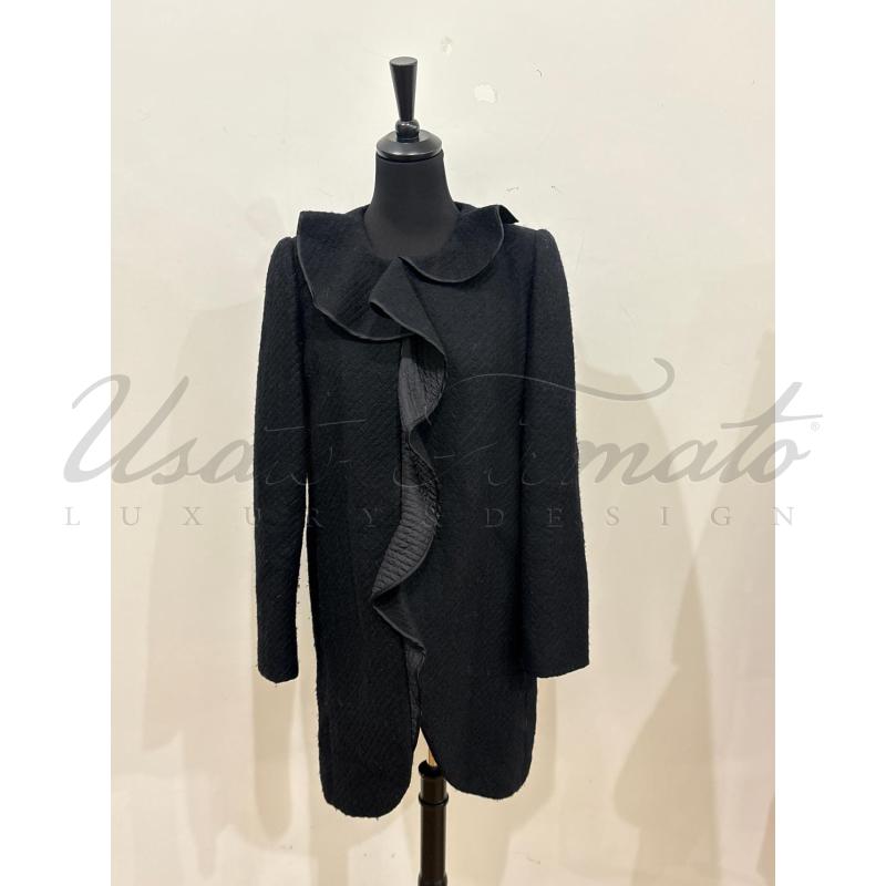 CAPPOTTO DONNA EMPORIO ARMANI NERO ROUCHES | Mercatino dell'Usato Roma parioli 1
